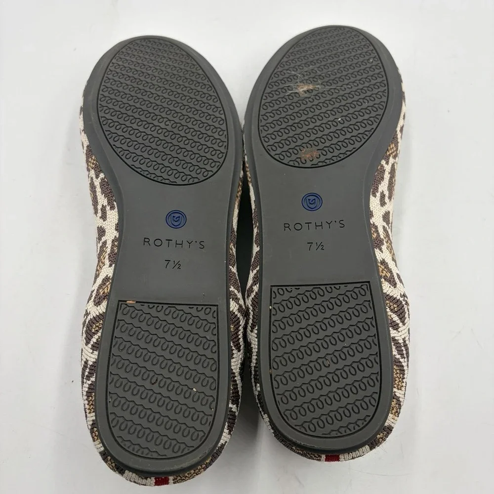 Retired Rothy's Mocha Spot Loafer Flats Womens 7.5 Leopard Knit Slip On‎
